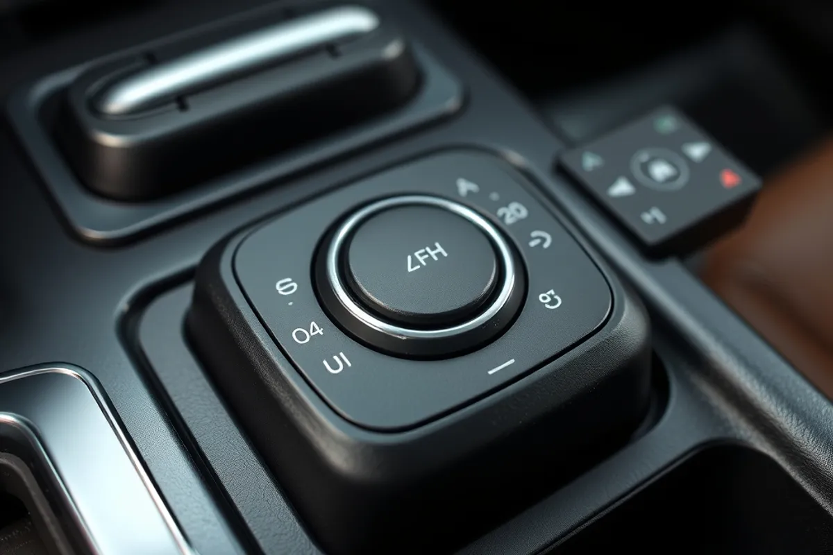 close up of a locking differential switch and four wheel drive controls