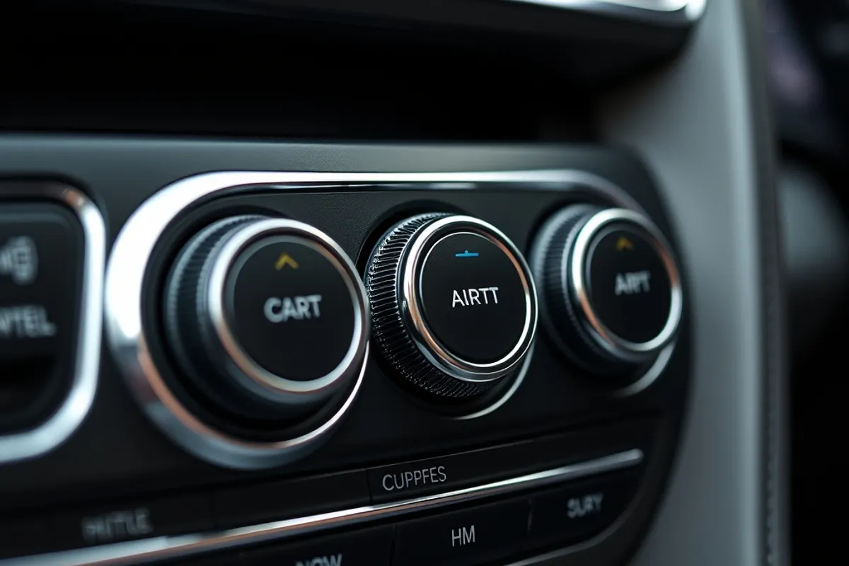 close up of physical climate control knobs in a premium car cabin