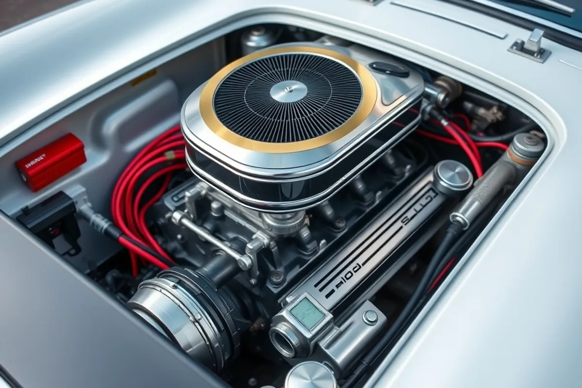naturally aspirated V6 engine in a clean classic sports car